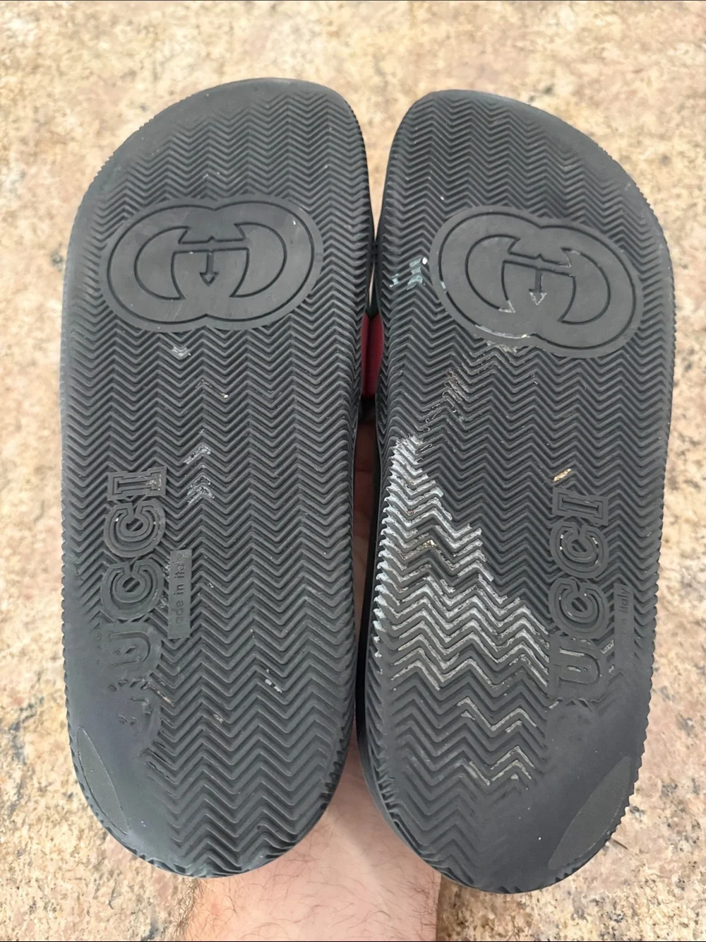 Gucci Black Slides with Red and Green Web Stripe Size 8 *Damaged*